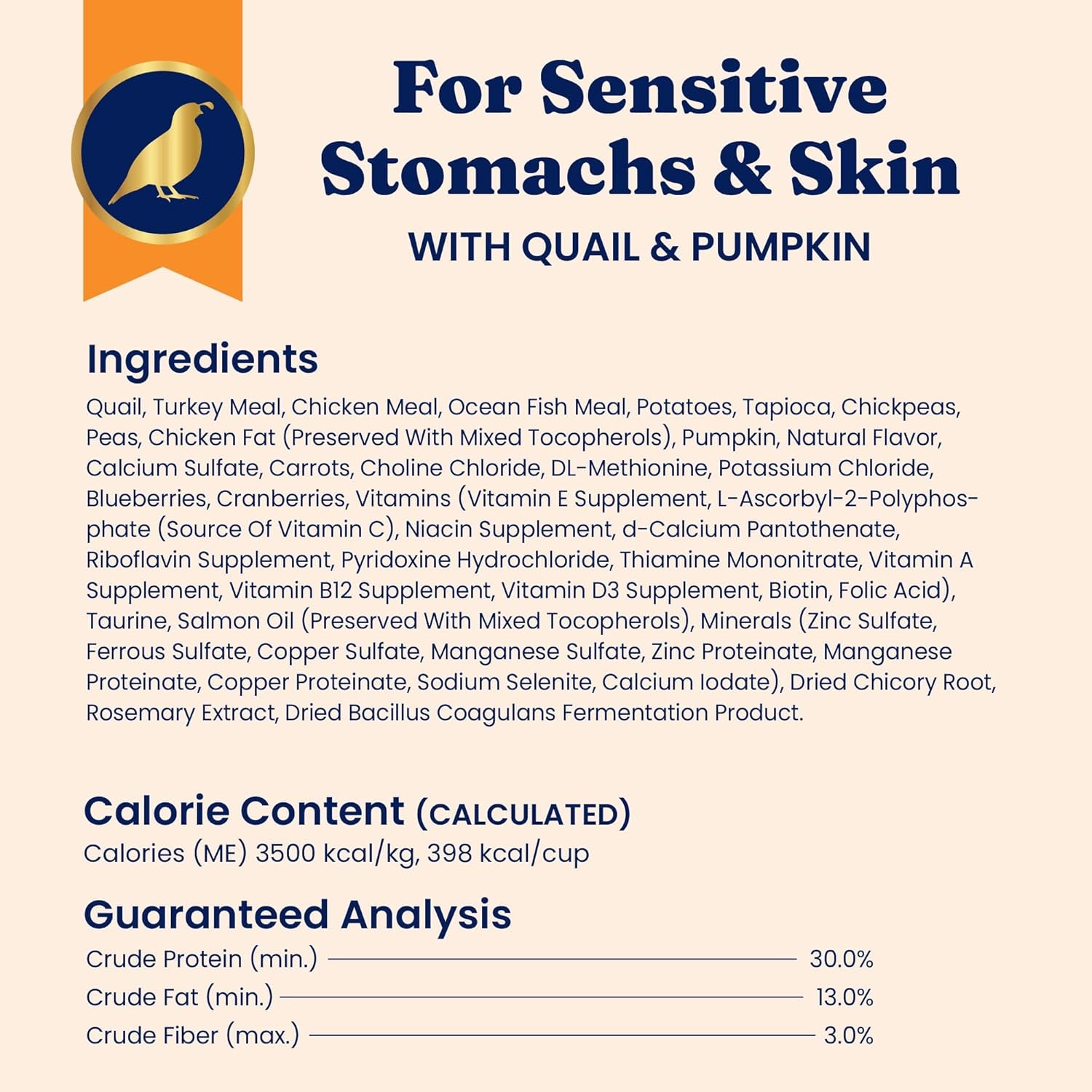 Solid Gold Sensitive Stomach Dry Cat Food - Grain Free & Gluten Free Sensitive Stomach Cat Food for Indoor Adult & Senior Cats - Dry Kibble for Cats W/Quail, Pumpkin & Probiotics for Gut Health - 3Lb