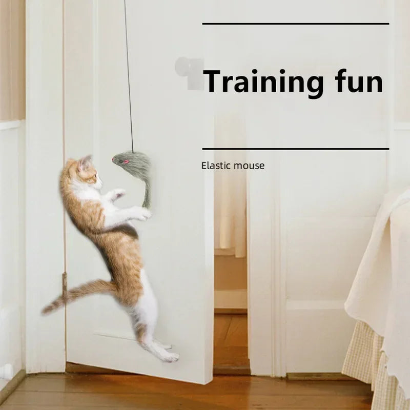 Simulation Mouse Cats Toy Funny Self-Hey Hanging Door Retractable Cats Stick Scratch Rope Mouse Cat Interactive Toy Cat Supplies