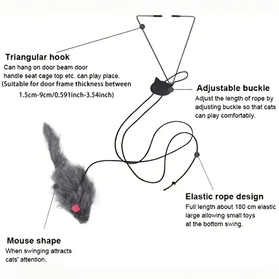 Simulation Mouse Cats Toy Funny Self-Hey Hanging Door Retractable Cats Stick Scratch Rope Mouse Cat Interactive Toy Cat Supplies