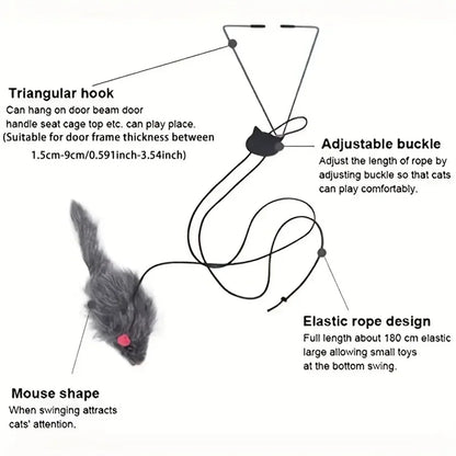 Simulation Mouse Cats Toy Funny Self-Hey Hanging Door Retractable Cats Stick Scratch Rope Mouse Cat Interactive Toy Cat Supplies