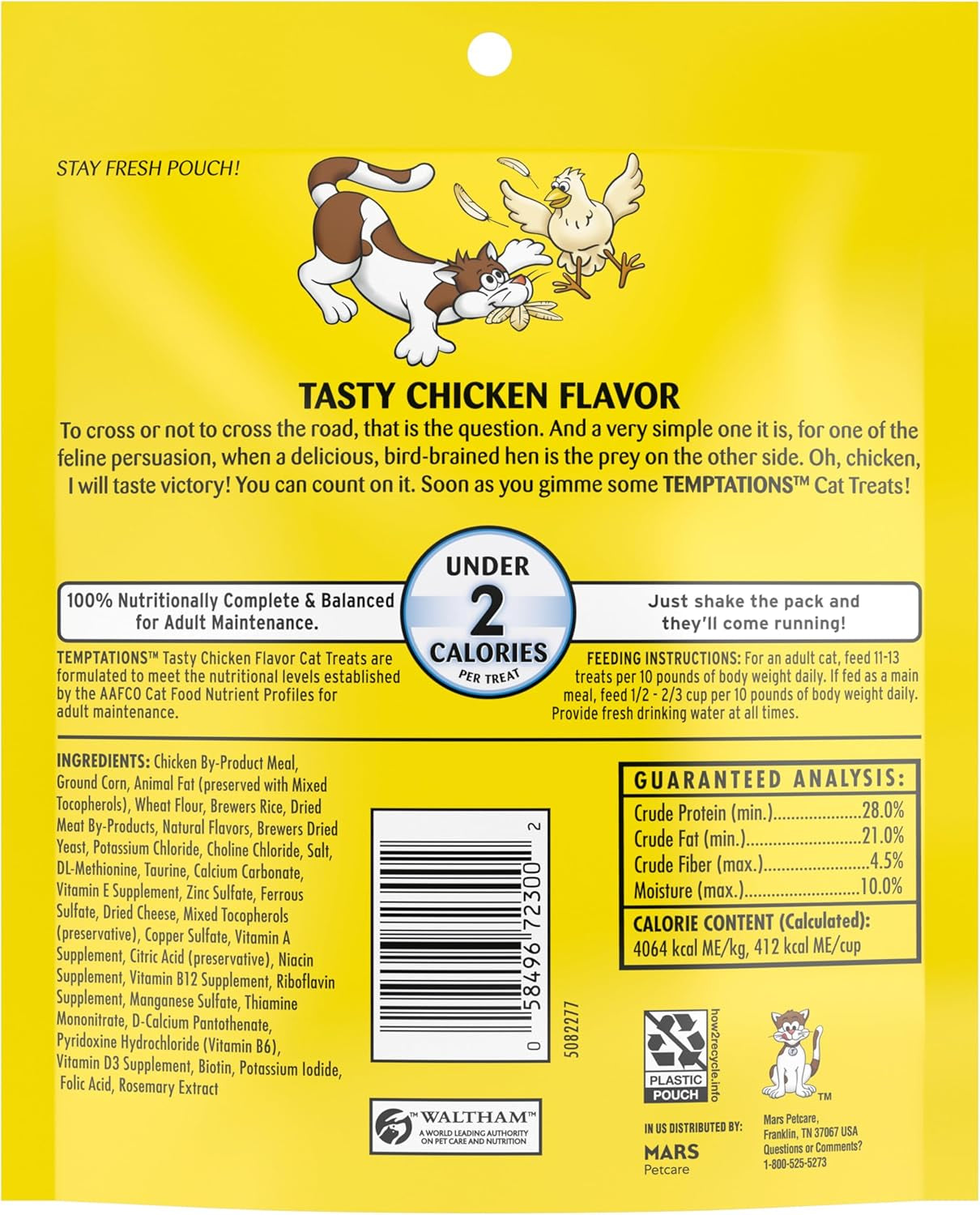 Cat Treats Classic Crunchy and Soft Cat Treats, Tasty Chicken Flavor, 6.3 Oz. Pouch (Pack of 10)