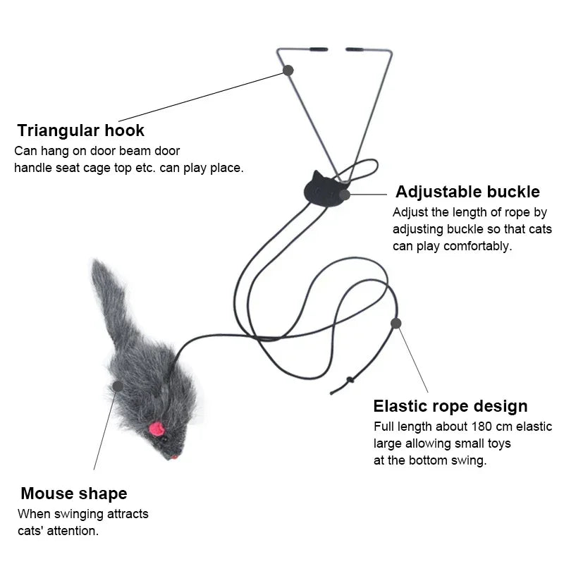 Simulation Mouse Cats Toy Funny Self-Hey Hanging Door Retractable Cats Stick Scratch Rope Mouse Cat Interactive Toy Cat Supplies
