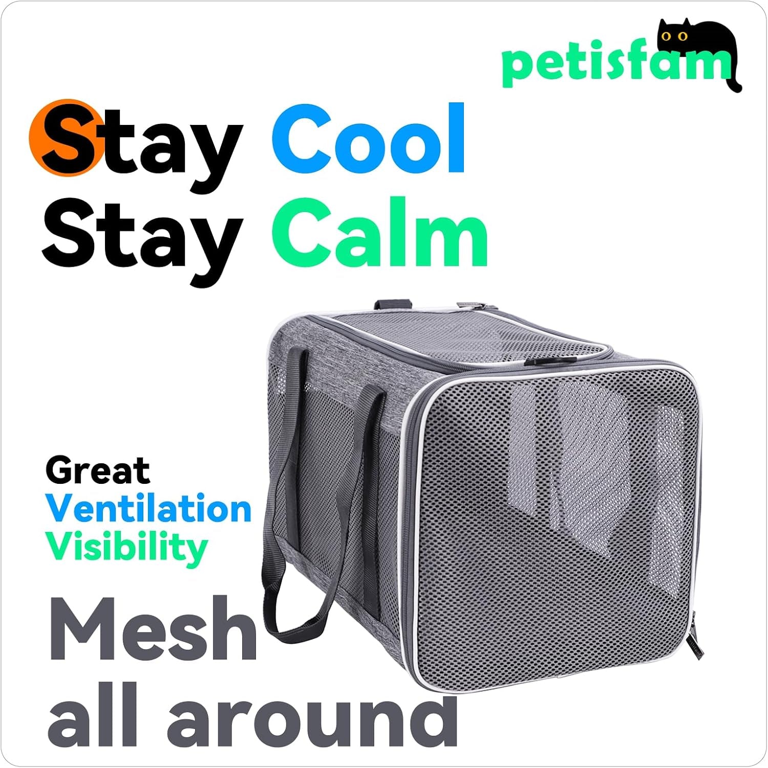 Soft Pet Carrier Bag for Cats and Puppy under 20 Lbs. Sturdy, Safe, Comfortable and Lightweight