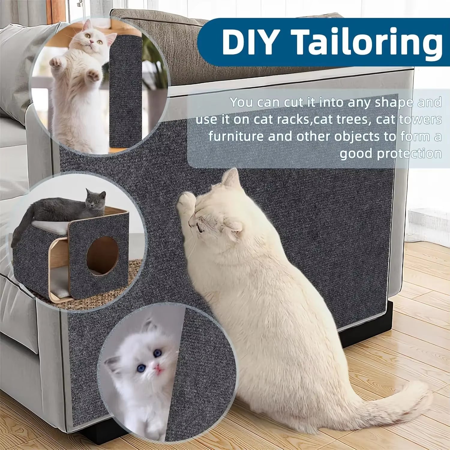 Anti Cat Scratch Sofa Cat Crawling Mat Sofa Protection Grinding Climbing Frame Self-Adhesive Carpet Cats Scratch Board Cat Toys