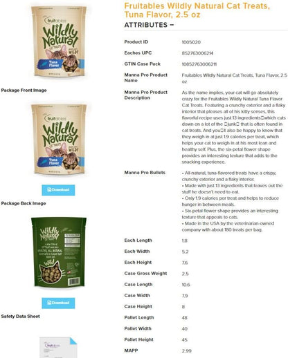 Cat Treats, Low Calorie Cat Treats, No Grains, Healthy Snacks Made with Natural Ingredients, Kitten Essentials, High Protein Snack, Tuna Flavor, 2.5 Oz