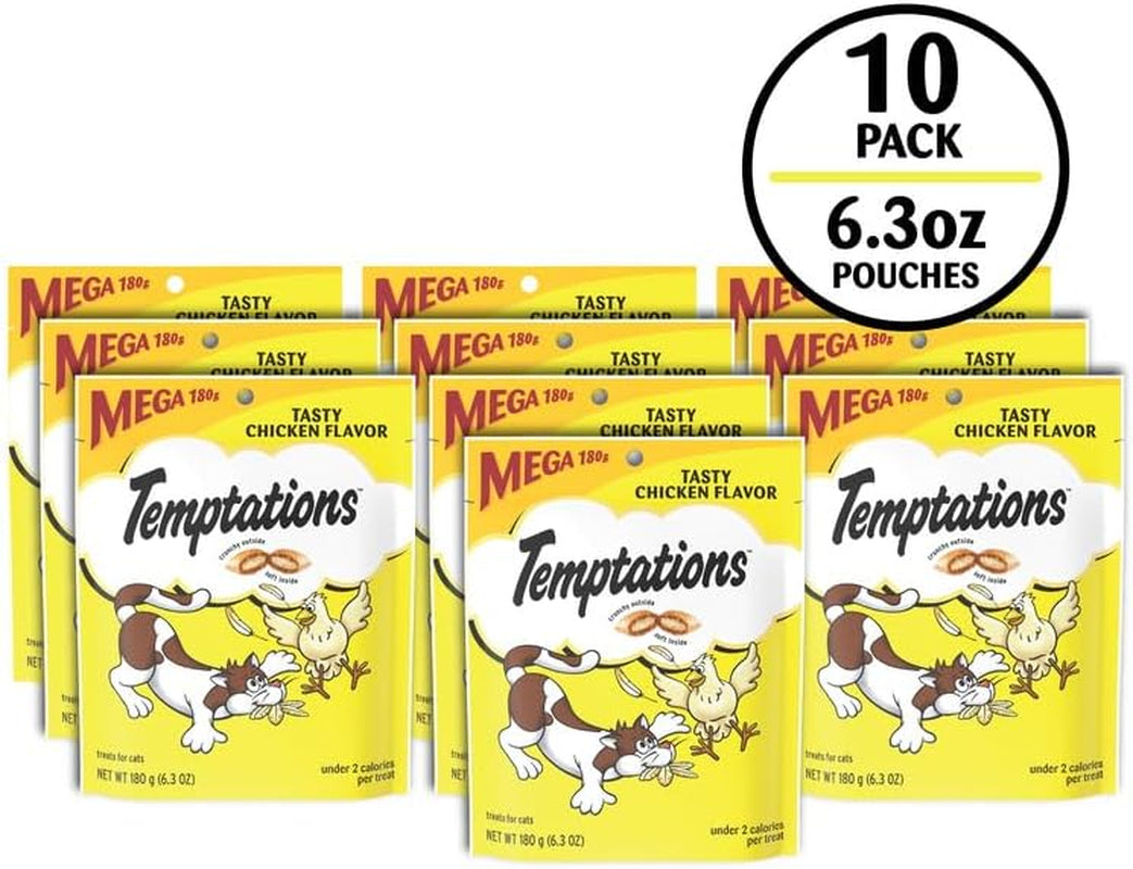 Cat Treats Classic Crunchy and Soft Cat Treats, Tasty Chicken Flavor, 6.3 Oz. Pouch (Pack of 10)