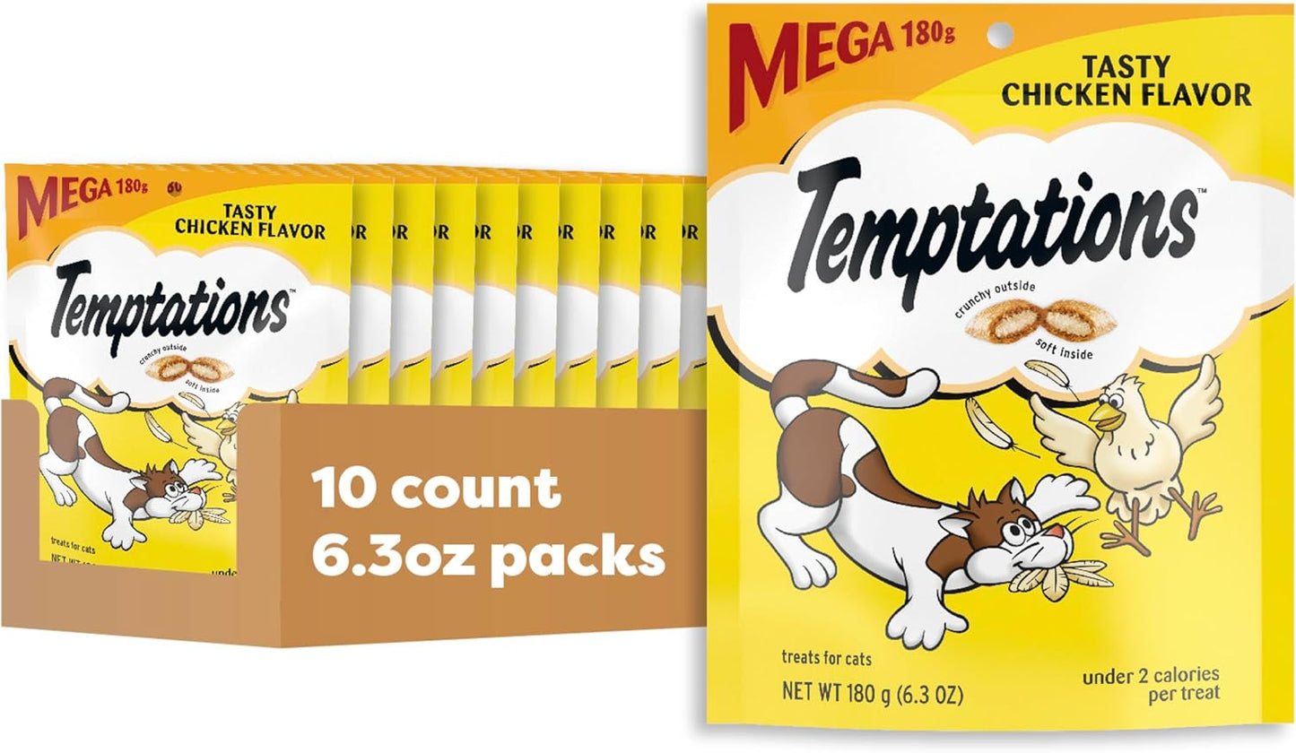 Cat Treats Classic Crunchy and Soft Cat Treats, Tasty Chicken Flavor, 6.3 Oz. Pouch (Pack of 10)